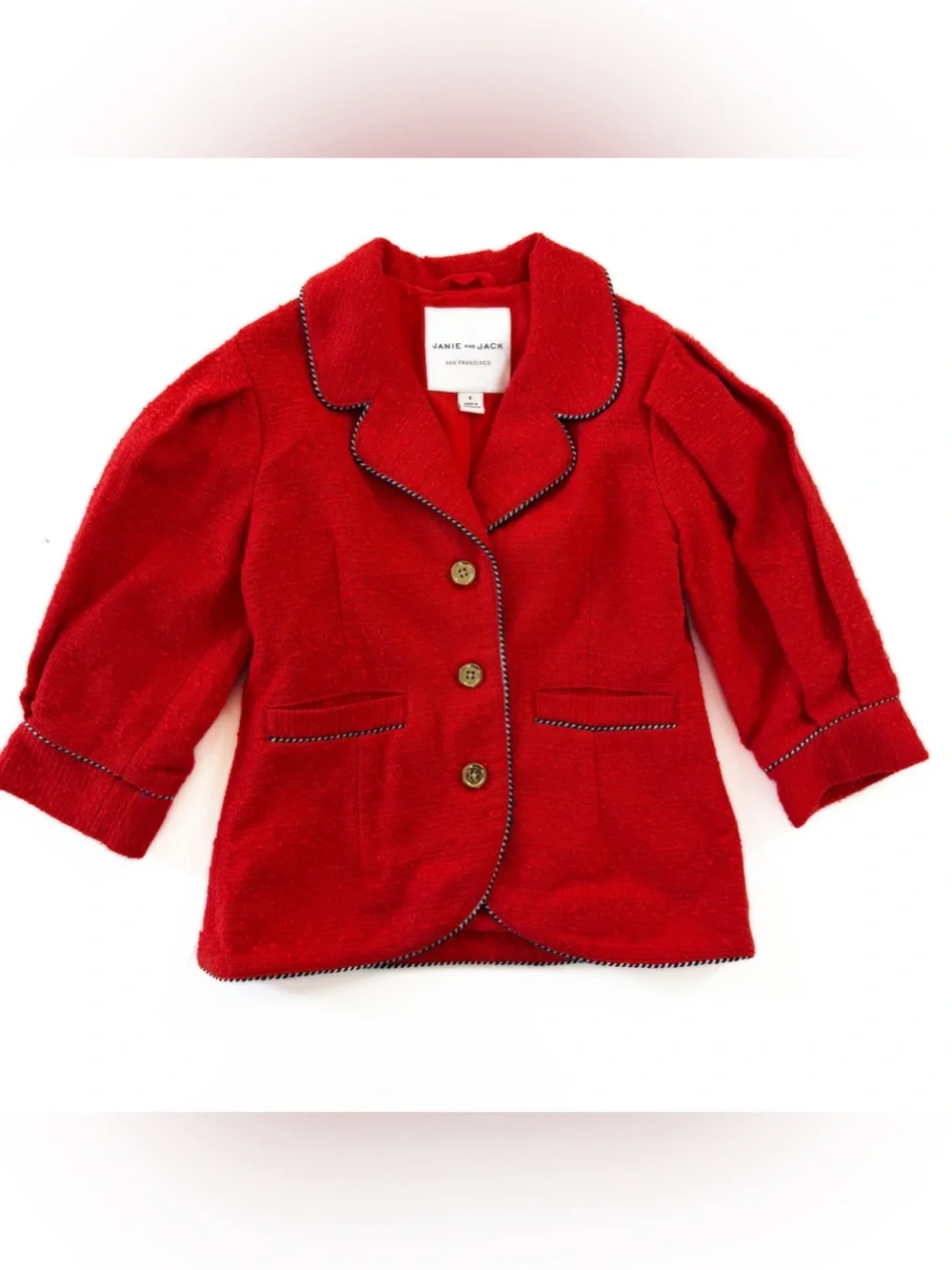Janie and Jack Girls Jacket Coat Size 6 Red Tweed